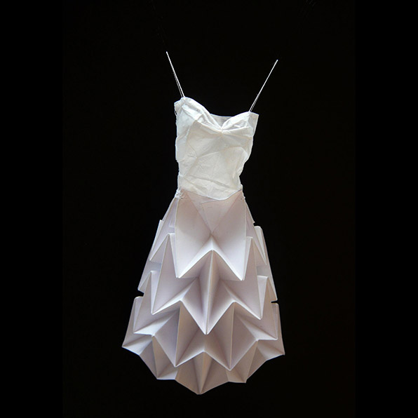 Folded paper dress - White